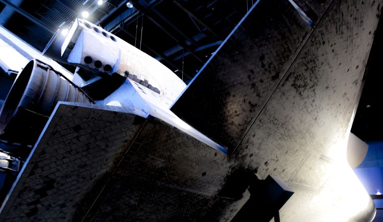 The Space Shuttle Atlantis, right rear underside.